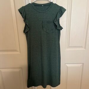 T-shirt dress with ruffle sleeves